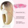 atmungsaktive Perücken -Gradientenfarbe acht natürliche Linie Pony Long Curly Perücken Womens Synthetic Faser Patch