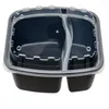 Bouteilles de rangement Oz à 2 compartiments Réceneur noir rectangulaire avec couvercle claire 50 - Fituer à micro-ondes et lave-vaisselle BPA en toute sécurité