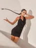 Stage Wear Sexy Training Full Back View Jive Spring Summer Latest Lady's Mini Black Latin Dance Dress