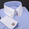 Casual shirts voor heren Empire kraag pinhole naald zakelijk shirt katoen retro ronde voor mannen