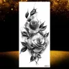 Realistische schwarze Rosenblume Temporäre Tattoos falsch wasserdichte Tatoo Körperkunst Arm Bein Blumenblätter Bloosom Tattoo Aufkleber Make -up 240423