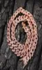 9mm de colar de gargantilha de 9 mm feminino link cubano de metal rosa cheio com jóias de cadeia rosa cúbica de zircônia