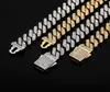 8mm Iced Out Cuban Link Chain Necklace Gold Silver Plated Square Stone Mens Gold Chain Miami Kuba Chain1897482