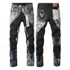 Lila Brand Jeans für Herren Mode Jeanshose Designer Jean 2024 Trendfarbe bemalt Loch Patch kleine Bein Stretch Dünne lila Jeans