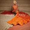 Orange Sparkly Mermaid Evneing Ceremony Party Dresses For Black Girl Luxury Diamond Velvet Slit Prom Gala Formell klänning Kväll