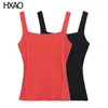 Frauen Tanks Hxao Red Tank Top Frauen Sommer gestrickt schwarze ärmellose Erntefrau sexy Tops Rückenfreier Korsettrohr