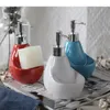 Distributore di sapone liquido Creative Color Solid Ceramic Lozione Bottiglia Mano forniture da bagno con rack sponge