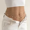 Waist Chain Belts 4pcs/Set Punk Aesthetic Thin Belly Chain for Waist Geometric Heart Sequins Sexy Body Jewelry Tennis Chain Rhinestone Accessories d240430