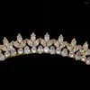 Clip per capelli Accessori per matrimoni Tiara di colore oro e corone zirconia cubica fascia per la testa per spose da donna.