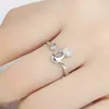 Band Rings Charming Crystal High Quality Cubic Zirconia Set with Cute Animal Cat Ring for Women and Girls Fashion Anillo De Mujer Open Q240429