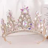 Tiaras Baroque Big Ab Crystal Tiara Crown Wedding Sward Party Hair Dewelry Vintage Queen Bridal Bride Accessories