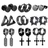 Stift Ohrringe 1-9 Paare schwarze Set Mode Mehrere Stile Edelstahl Piercing für Frauen Männer Punk Hip Hop Ohrschmuck