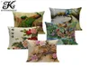 Coussin décoratif de fleurs de paon classique chinois couvertures coussin de lin coloré coloré
