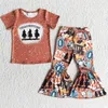 Одежда наборы моды Baby Girl Designer одежда с коротким рукавом Bell Bottom Bettive Spring Kids Boutique Оптовые набор