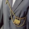 Cintos da moda Tassel Belts Gold Chain For Women High Quaity Luxo Phone Small Bolt Metal Belt Ajustável Cincha Long Mini