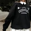 Kadın Hoodies Hoodie Black Grunge Büyük Boy Gotik Harajuku Street Giyim Şık Mektup Baskı Kadınlar Sonbahar Uzun Kollu Üst