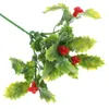 Decorative Flowers Christmas Berry Branch Artificial Fruit Berries Stems Xmas Leaves Bouquet Home Wedding Cherry Tree