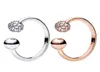 Authentic Sterling Silver Pave Perge ouverte Bague Bijoux de mariage en or rose Rose pour les anneaux de balle en diamant CZ avec Box8821120 d'origine