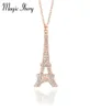 Magic Ikery cyrkon Crystal Classic Paris Eiffel Tower wiszące naszyjniki Rose złoto Kolor mody biżuterii dla kobiet MKZ139244841328643375