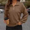 レディースTシャツ女性2024秋のファッションクォータージップスウェットシャツ女性用のハーフトップリンガーティーコットンマルチパック
