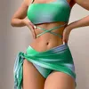 Swimwear Women 3PCS / Set Femmes Sexy Bikini Set Tie-Dye Print Sling Bra High Waist Brief