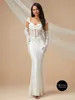 ホローボウドレスパーティーイブニングドレスパースペクティブスカート付きの真っ白なロマンチックレースドレス