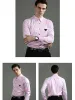 Men's Dress Shirts Business shirt, elastic slim fit, versatile, all season four sided elastic and non ironing men's long sleeved shirt, silky and vertical feel