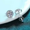 925 Sterling Silver 14K Wit goud Post 0.5CT 1.0CT D kleur Halo Moissanite Diamond earring kussen Moissanite oorbellen Stagel