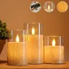 キャンドル3pcs/セット10/12.5/15cm LED Flameless Electric Candles LampAcrylic Glass Batteride