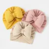 Adorável Bowknot Knitt Baby Hat Baby Color Solid Mirls meninos Turbano macio Banco infantil Banco de tricô de cabeça envolta 240429