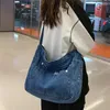 Abendtaschen Denim Jeans Schulter Crossbody Bag Girl Fashion Luxus Design Totes für Frauen lässig Großkapazität Einkaufshandtasche und Geldbörse