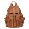 Backpack Vintage Genuine Leather Men Casual Wild Large Capacity Laptop Backpacks Male Travel Bags Men's First Layer Of