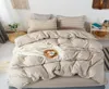 Classic Bedding Sets Duvet Quilt Cover Sheet Pillow Case Grid Bed Linens Solid Brown Lattice 200x230cm Full Size Home Textile7385000