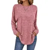 Camicette da donna o cnocchia tunica a maniche lunghe per il collo da donna vestiti di colore solido Casaul Pullover irregolari Tops