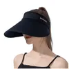 Breda brimhattar Junior Swim Hat Ladies 'sommarsol med stort fällbart siden Visir Cap Open Top Hollow Adult Adult