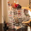 Cosmetic Organizer Makeup organizer skin care large transparent cosmetic display box with stackable storage 11 drawers for dressing 4 sets Q240429