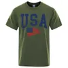 Heren t-shirts usa brief vlag hiphop geprinte mannen vrouwen t shirts crewneck s-xxxl kleding los ademende t-shirt strt casual t-shirt y240429