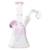 Glassvape666 GB102 About 7.87 Inches Height Pink Glass Water Bong Dab Rig Smoking Pipe Bubbler 14mm Male Dome Bowl Down-stem Quartz Banger Nail
