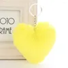 Nyckelringar hjärta formad för kvinnor flickor mode söta plysch nyckelringar väska bilhänge färgglada pompoms prydnadshållare gåva