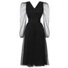 Partykleider Modes schwarzes Kleid Sommer2024 Schlank für Frauen sexy elegantes Mesh Vintage Kobieta Sukienka