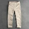 Pantaloni da uomo cotone perle in tela tessuto cargo casual tendenza retrò mazzo