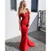 Czerwony prosty koronkowy syrena Prom długi aplikacja bez pleców długość podłogi formalne sukienki celebrytów wieczorne suknie