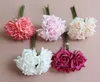 Flores decorativas de 5pcs10 "Buquê de rosa de seda artificial com haste de flor verdadeira flor para casamento dama de dama de dama de peças centrais arranjos