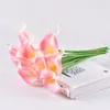Kwiaty dekoracyjne 6pcs sztuczny biały calla lilia dekoracja ślubna ślubna trzymająca bukiet kwiatowy Centrum Tbale Wazon wystrój domu