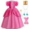 Sukienki dziewczyny księżniczka brzoskwiniowe szyfonowe dziewczyny cosplay sukienka dla dzieci dziecięce sukienki imprezowe karnawałowy kostium Halloween przez 3-11 lat