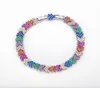 Hip Hop Copper Multicolor Iced Out Rieton Arrow Link Chain armbanden met Extention Chain for Men Women Women Jewelry2532568