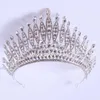 Tiaras роскошные небо голубые хрустальные короны аксессуары для волос Тиара для женщин свадебная свадебная красно -зеленая страза с хвостом