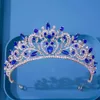 Tiaras Luxe Ab Crystal Flower Tiara Crown For Women Wedding Party Gift Girls Queen Bridal Bruid Water Drop Crown Hair Sieraden