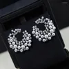 Stud Earrings Brand Pure 925 Sterling Silver Jewelry For Women Pearl Butterfly Luck Clover Design Wedding Party Luxury