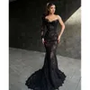Lace Shoulder Elegant Mermaid Dresses Evening One Party Prom Train Vestido largo para OCN especial